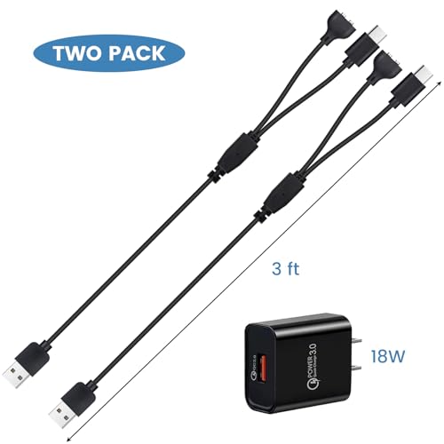 2-Pack Dog Training Collar Charger for Jugbow Shock Collar, 2-in-1 Magnetic and USB C Charging Cable with Power Adapter - size: 3 ft cable with adapter