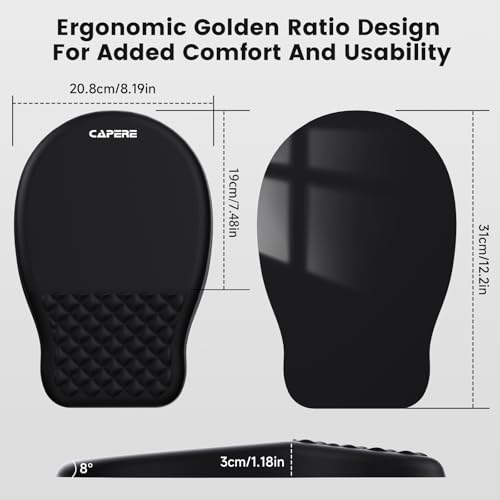 Ergonomic Mouse Pad with Slope Wrist Support & Massage Bulge,Memory Foam Wrist Rest Mousepad for Pain Relief,Non-Slip PU Base for Office & Home,12.3x8.2 Inches,Black