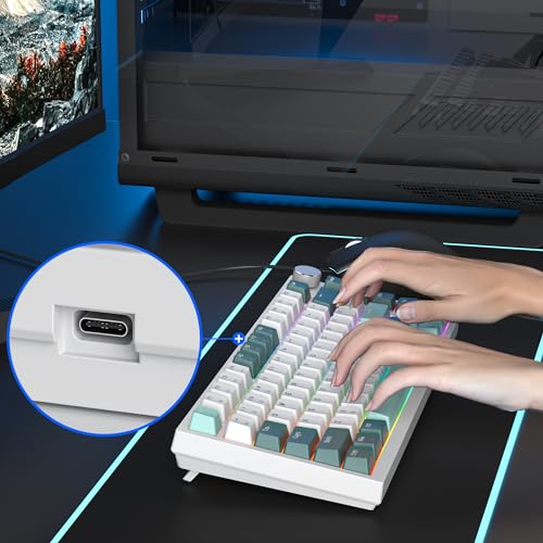 Owpkeenthy 75% Gaming Keyboard, Forest, 82 Key Wired Mechanical - color: Forest/Red Switch