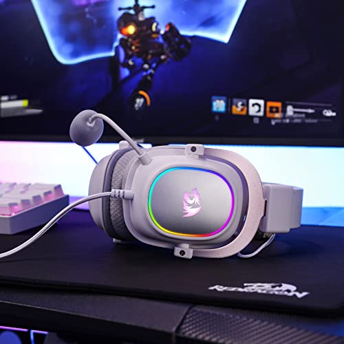 Redragon H510 Zeus-X RGB White Wired Gaming Headset - 7.1 Surround Sound - 53MM Audio Drivers in Memory Foam Ear Pads w/Reliable Fabric Cover- Multi Platforms Headphone - USB Powered for PC/PS4/NS - color: White H510 RGB