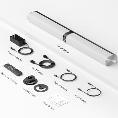 Sound Bar for Smart TV, 80W Soundbar with Bluetooth/ARC/Opt/AUX Connect, Auto Volume Boost, 3 Equalizer Modes, 2 in 1 Detachable Soundbar for TV/PC/Gaming/Projectors - color: Silver