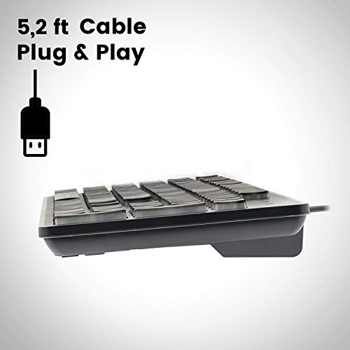 Perixx PERIBOARD-317 Wired Backlit USB Keyboard, Big Print Letter with White Illuminated LED, US English Layout,Black - style: White Backlit