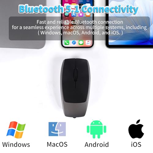 Mini Bluetooth Wireless Mouse with TF Card Reader, Rechargeable, Silent Click, Portable for Laptop, PC, Travel, Office & Home Use (Grey) - color: Grey