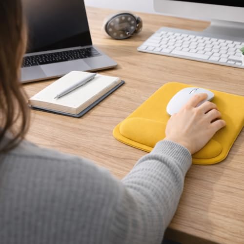 Ergonomic Memory Foam Mouse Pad with Wrist Support, Orange, Ultra-Smooth Surface, Anti-Slip Base (Yellow, Medium) - color: Yellow