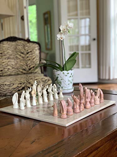 Global Crafts Maasai Tribe Soapstone Chess Set - Hand Carved Chess Board - Ages 6+ - size: 14 Inch