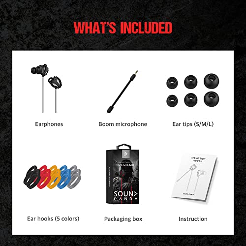 SPE-G9 Light Gaming Earbuds Single Driver 3.5mm with Dual Microphone | Wired Earbuds with 1.5m Cable | for PC, Mobile, Xbox, PS5, PS4, Switch | in-Ear Gaming Headset (Black)
