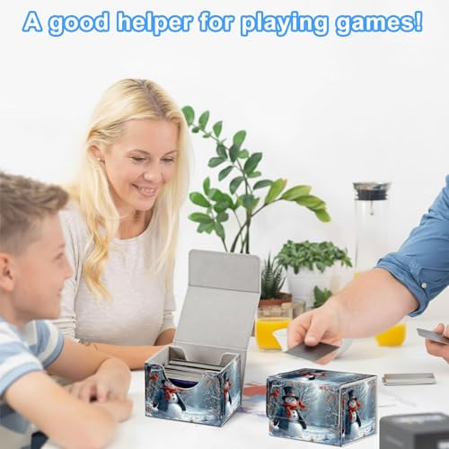 Snowman Deck Box for MTG Commander | Holds 100+ Double-Sleeved Cards | Strong Magnetic TCG Card Case for Collectible Games - color: Snowman