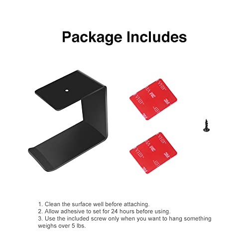 Aluminum Under-Desk Headphone Hanger with Strong Adhesive (1 Pack, Black) | Keeps Headphones Off the Desk, VHB Adhesive Holds 5 lb, Curved Support Helps Prevent Headband Creases, Fits Gaming Headsets - color: Black