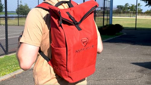 Rockville RPAK Burned Red Durable Backpack Bag with Padded Laptop Pocket | Stylish Nylon Fabric, Fits 15" Laptop, Hidden Zippered Pocket, Adjustable Straps, 2 Side Pockets - color: Red