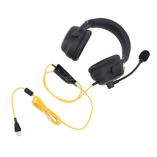 Gaming Headset, 7.1 Surround Sound AI Noise Canceling Mic USB Headset, Wired Gaming Headphones with Custom EQ Lightweight Design for PC Laptop Work Call Center (Black) - color: Black