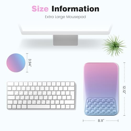 Ospelelf Mouse Pad with Wrist Rest Ergonomic Comfortable Pain Relief Mousepad Wrist Support for Computer Purple - color: Purple