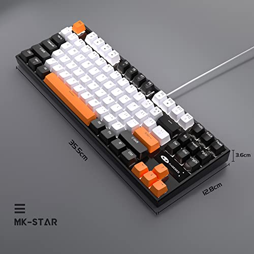 MageGee 75% Mechanical Gaming Keyboard, Yellow Switch, LED White Backlit, 87 Keys Compact TKL Wired Computer Keyboards for Windows Laptop PC Gamer - White/Black - color: White Black/Yellow Switch