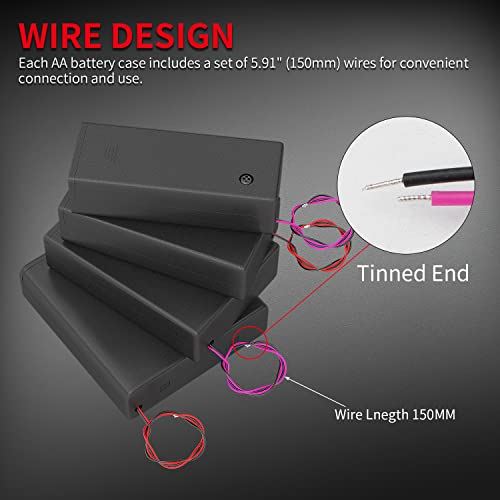 DAIERTEK AA Battery Holder Pack Single 1-4 AA Battery Holder with Switch Leads Cover Battery Box Case -Total 8Pcs - color: 1-2-3-4-AA