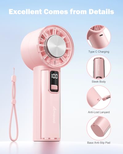 AMACOOL Handheld Fan with Ice Cooler, Mothers Day Gifts for Mom Her Women Girl, Mini Portable Cooling Fan, Small Yet Powerful, Personal Hand Fans for Travel Essentials Beach Makeup Must Have - color: Pink, style: With Ice Cooler