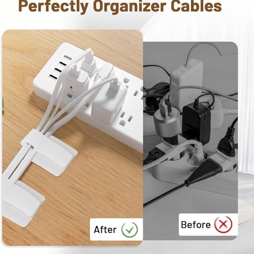 20PCS Cable Management Clips, Reusable Cable Management Organizer, Organizer in Home, Office, Kitchen, School - color: White