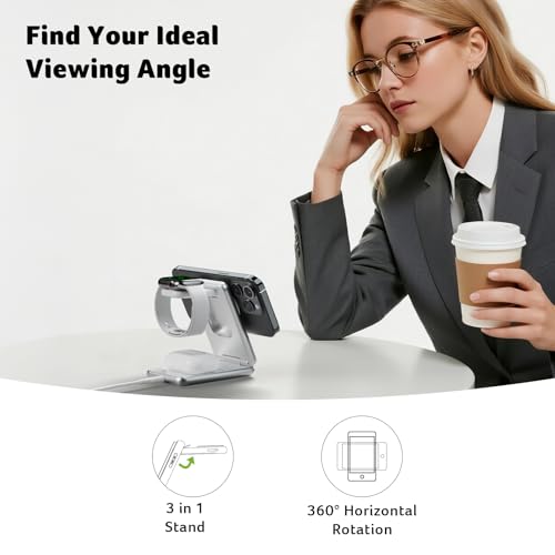 Acer 3 in 1 Charging Station for iPhone, Wireless Charger Stand,15W Fast MagSafe Charger for iPhone 17 16 15 14 13 12 Series-Apple Watch 11 10 9 8 7 6 5 4 3 2 SE and Ultra Series-Airpods 4 3 2 Pro - color: S3-White
