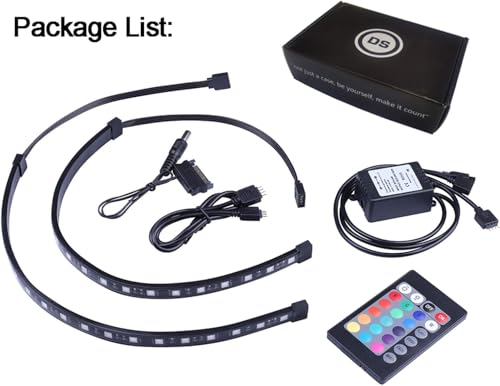 RGB LED Strip Computer Lighting via Magnet with Controller for Desktop Computer Case Mid Tower Full Tower (24Key Remote,2PK,30CM,R Series,RGB) - color: RGB (Red, Green, Blue)