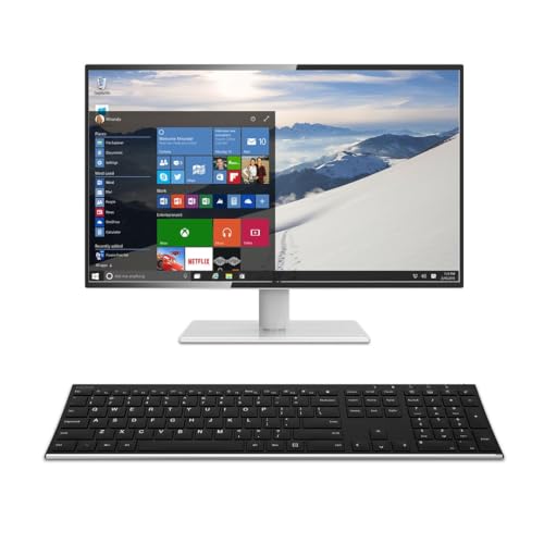 Arteck 2.4G Wireless Keyboard Stainless Steel Ultra Slim Full Size Keyboard with Numeric Keypad for Computer/Desktop/PC/Laptop/Surface/Smart TV and Windows 10/8/ 7 Built in Rechargeable Battery