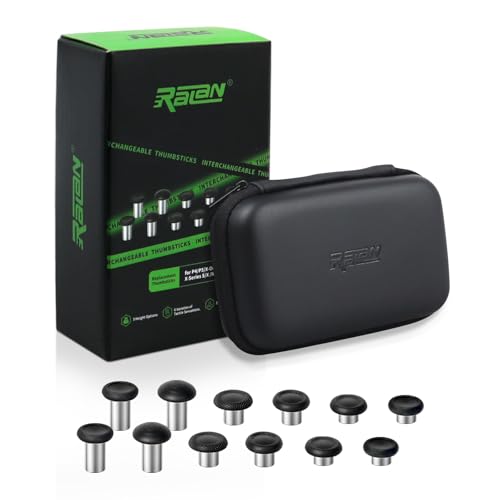 RALAN Replacement Interchangeable Thumbsticks Joysticks Repair Kit for Xbox One, Xbox Series X/S, PS4/PS5/NS Pro Controllers, 3 Height Plastic Base, 5 Grip Designs (Black) - color: Black