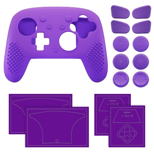 PlayVital Silicone Cover Skin for Nintendo Switch 2 Pro Controller – 3D Studded Edition Anti-Slip Grip Protector Case for Switch 2 Pro with Back Button Cap, Thumb Grips & Sticker - Purple - color: Purple