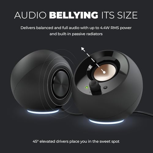 Creative Pebble SE 2.0 Desktop Speakers for PC/Laptop, White | 2.0 speakers, USB-Powered, Compact, Stereo, Desktop Speakers, PC Audio, Minimal Design, Laptop Speakers, White