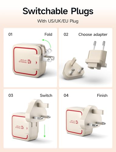 JSAUX 65W GaN USB C Charger for Switch 2, EU/UK Plug, 6.6FT Cable, White | Powers in TV Mode, GaN PD Fast Charge for ROG Xbox Ally, Steam Deck, ROG Ally, iPhone 17, Galaxy, Tablet & Laptop - color: Off-White