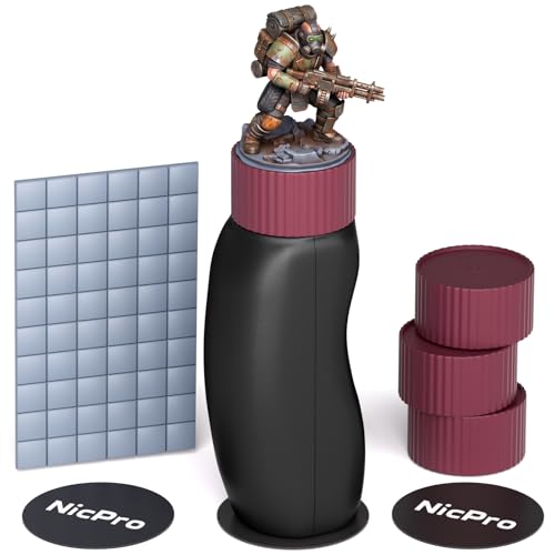 Nicpro Miniature Painting Handle Kit, 360° Rotating Miniature Holder | Ergonomic Handle with Magnetic Dock, 4 Swappable Caps, 3 Dock Plates & 50g Putty, for Model, Fantasy Figurines, 3d Prints