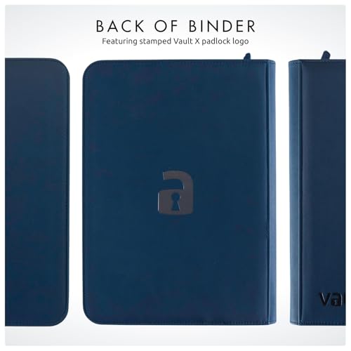 Vault X 4 Pocket Zip Trading Card Binder 160 Cards Exo-Tec (Blue) | Holds 160 standard-size TCG cards in 20 side-loading 4-pocket pages. Padded, water-resistant Exo-Tec cover. - color: Blue