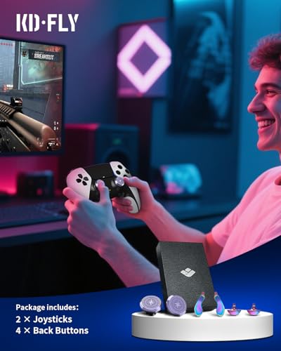 KD.FLY Metal Thumbsticks & Back Paddles for PS5 Edge Controller Joystick Replacement, Custom Analog Thumb Sticks Caps for PS5 Dual Sense Edge Stick Module, 2 Joystick, 4 Back Buttons, Star - color: Star