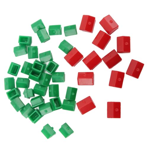Replacement Pieces Houses Hotels Game Hotel 12 Red and 32 Green Plastic Piece Supplement Accessories Set of House Replacements