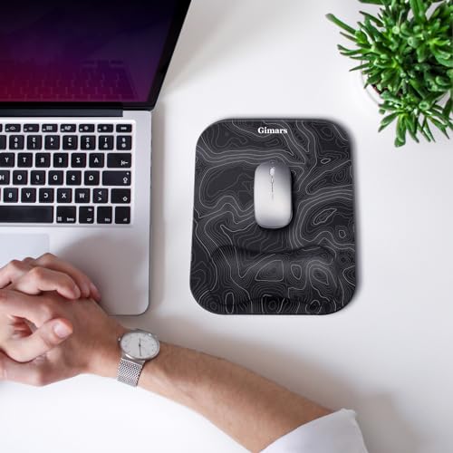 Gimars Large Smooth Superfine Fibre Memory Foam Ergonomic Mouse Pad Wrist Rest Support Mousepad with Nonslip Base for Laptop, Computer, Gaming & Office,Free Coaster Include-Topographic Map - color: Topographic Map