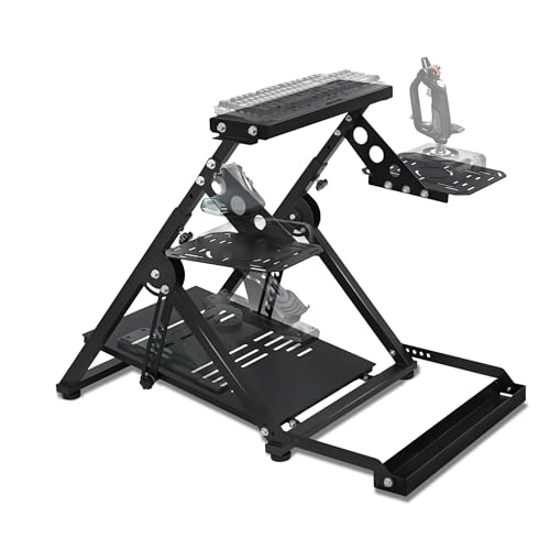 Marada Foldable Racing Flight Steering Wheel Stand Compatible with Logitech/Thrustmaster/PXN Gaming Devices Adjustable Stable Simulator Cockpit Bracket, Electronic Device Not Included