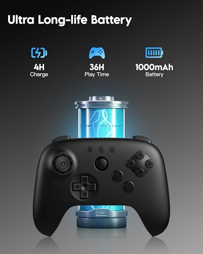 8Bitdo 64 Bluetooth Controller for Analogue 3D, Switch, Switch 2, Windows, Android – Hall Effect Joystick, Vibration, Turbo Function – Black - color: Black