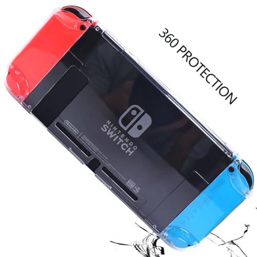 COMCOOL Clear Dockable Case for Nintendo Switch - Crystal 3 in 1 Protective Cover Shell for Nintendo Switch with Screen Protector and Thumb grips - Clear - color: Clear
