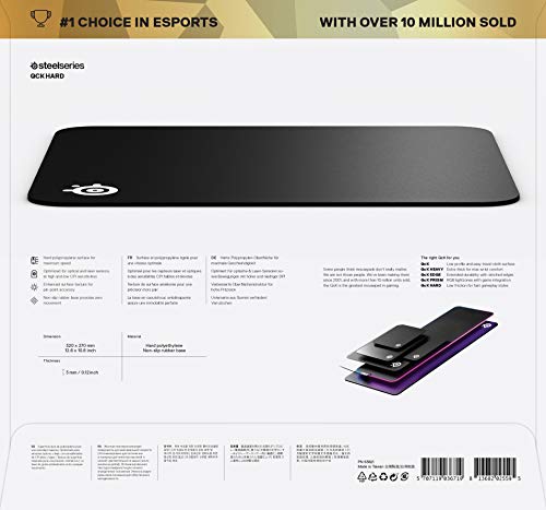SteelSeries QcK Gaming Mouse Pad - Medium Hard - Minimal Friction - Pinpoint Accuracy - color: Black, size: Medium, style: Hard