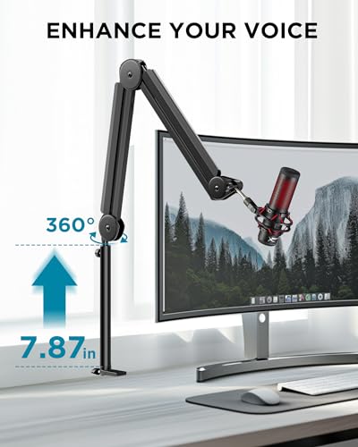 InnoGear Microphone Boom Arm Extension Tube Aluminum Alloy Mic Stand Extension Riser Desk Mount Mic Arm Extension Rod for Microphone Suspension Boom Scissor Arm Stand Holder