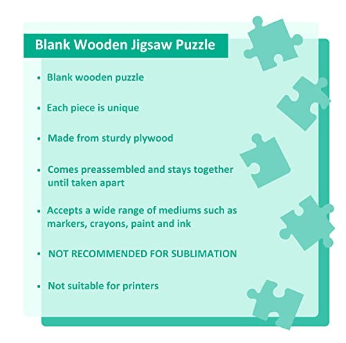48 Piece Blank Puzzle with Tray to Draw on, Each Piece is Unique, Custom Puzzle 14.2x10.6 Inches for Crafts & DIY, Make Your Own Wooden Jigsaw Puzzles