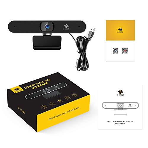Z-Edge ZW511 1080P FHD Webcam, Live Streaming Camera with Stereo Microphone, Plug and Play, Desktop or Laptop USB Webcam for Widescreen Video Calling and Recording