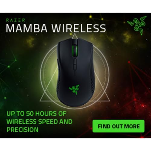 Razer Mamba Wireless Gaming Mouse: 16,000 DPI Optical Sensor - Chroma RGB Lighting - 7 Programmable Buttons - Mechanical Switches - Up to 50 Hr Battery Life - style: Mamba Wireless