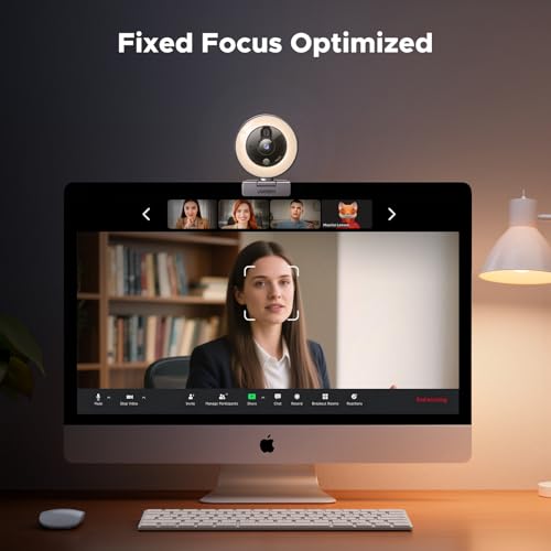 UGREEN 2K Webcam with 4-Level Ring Light | Microphone, Privacy Cover, Compatible with Switch 2, Streaming, Conference, Zoom, Teams, Computer/Laptop/MacBook