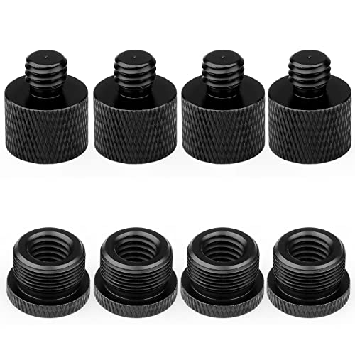 Mic Stand Adapter 3/8 Female to 5/8 Male Microphone Stand Adapter and 5/8 Female to 3/8 Male Mic Thread Adapter for Blue Yeti Snowball Boom Arm Mic Stand Mount to Tripod, Combo 8 Pack by ChromLives - color: black