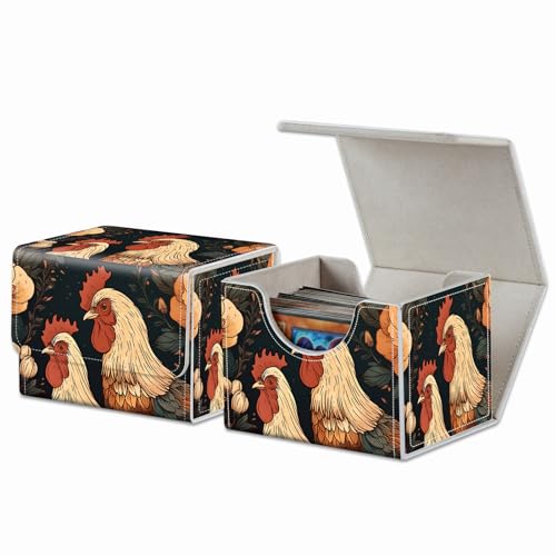 Strong Magnet Card Case Deck Box Mtg Card Box Playing Card Box Magic Deck Box Tcg Up to 200 Cards Creative Pattern Trading Card Storage Box for Collectible Card Games, Chickens And Flowers - color: Chickens And Flowers