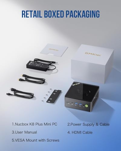 GMKtec Gaming Mini PC K8 Plus AMD Ryzen 7 8845HS(8C/16T, up to 5.1GHz) 32GB DDR5 RAM 1TB SSD, Desktop Computer Dual NIC 2.5G, HDMI 2.1, USB4 - size: R7 8845HS 32GB DDR5 + 1TB
