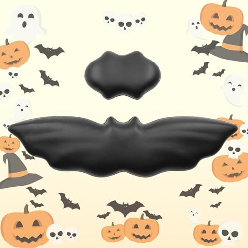 Keyboard Wrist Rest - Soft Leather Halloween Bat Wrist Pad | Mouse Wrist Rest with Non-Slip Base, Wrist Pad for Keyboard,Arm Rest for Desk Computer Laptop Mac Gaming Office Black - color: Black