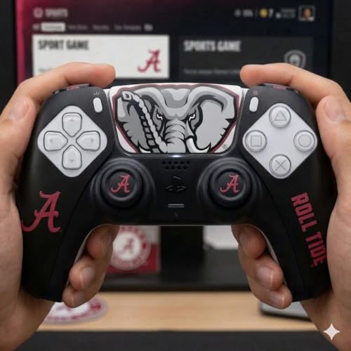 Silicone Gaming Cover Compatible with PS5 Controller - Officially Licensed University of Alabama Crimson Tide Night Design - color: Night-N1