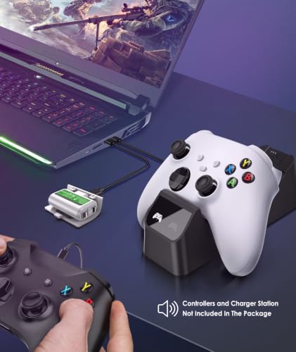 Rechargeable Xbox Battery Pack Compatible with Xbox Series X|S, Xbox One/One S/One X/Elite Controllers, 1400mAh Xbox Controller Battery Pack Rechargeable with USB Cable, Play While Charging,White - color: White