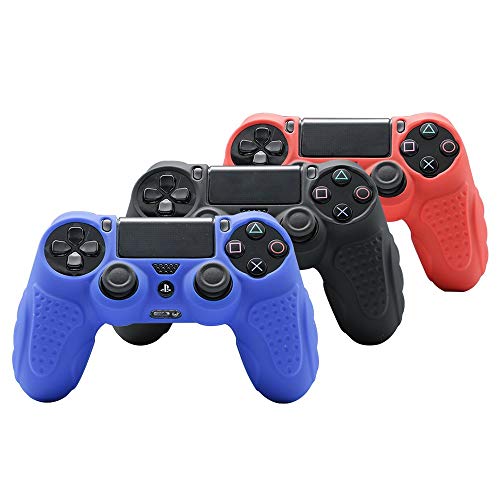 CHINFAI PS4 Controller DualShock4 Skin Grip Anti-Slip Silicone Cover Protector Case for Sony PS4/PS4 Slim/PS4 Pro Controller with 8 Thumb Grips (Blue) - color: Blue