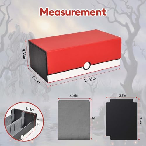 tombert TCG Card Storage Box, 1600+Capacity for MTG, YuGiOh, Sports Cards.Premium Box with 4 Dividers, 4 InsertCards & Strong Magnet Closure (2 Rows -White & Red) - size: 1600+
