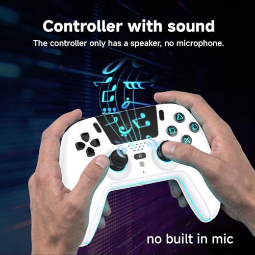 ASRVA White Wireless Pro Controller for PS5, Hall Effect Joystick No Drift, 2 Back Paddles, Macro, Gyro, 1000mAh, RGB, Compatible with PS5/Pro/Slim/PC/iOS/Android - color: White