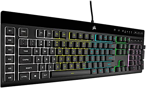 Corsair K55 RGB PRO Membrane Wired Gaming Keyboard – QWERTY US Layout, IP42 Dust and Spill-Resistant – 6 Macro Keys with Elgato Integration – iCUE Compatible – PC, Mac, Xbox – Black - color: Black, style: K55 RGB PRO